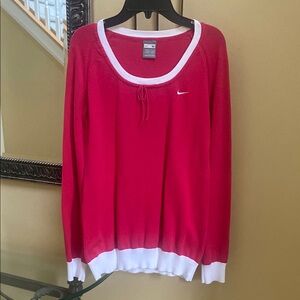Nike women's Medium cotton sweater dark Pink and White